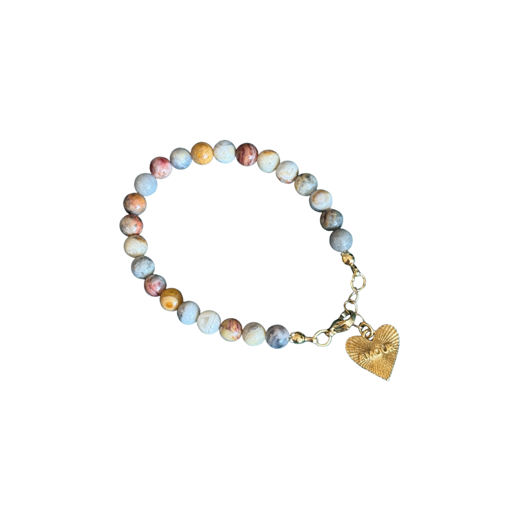 Terra Amour Bracelet – Agate & Heart Charm