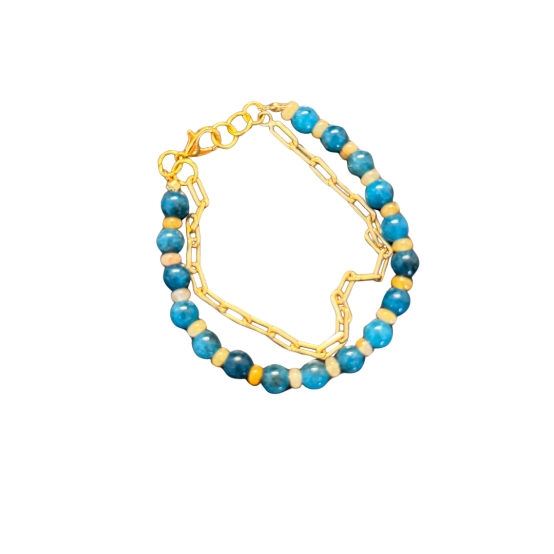 Sun & Sky Bracelet – Blue Quartz & Yellow Jade