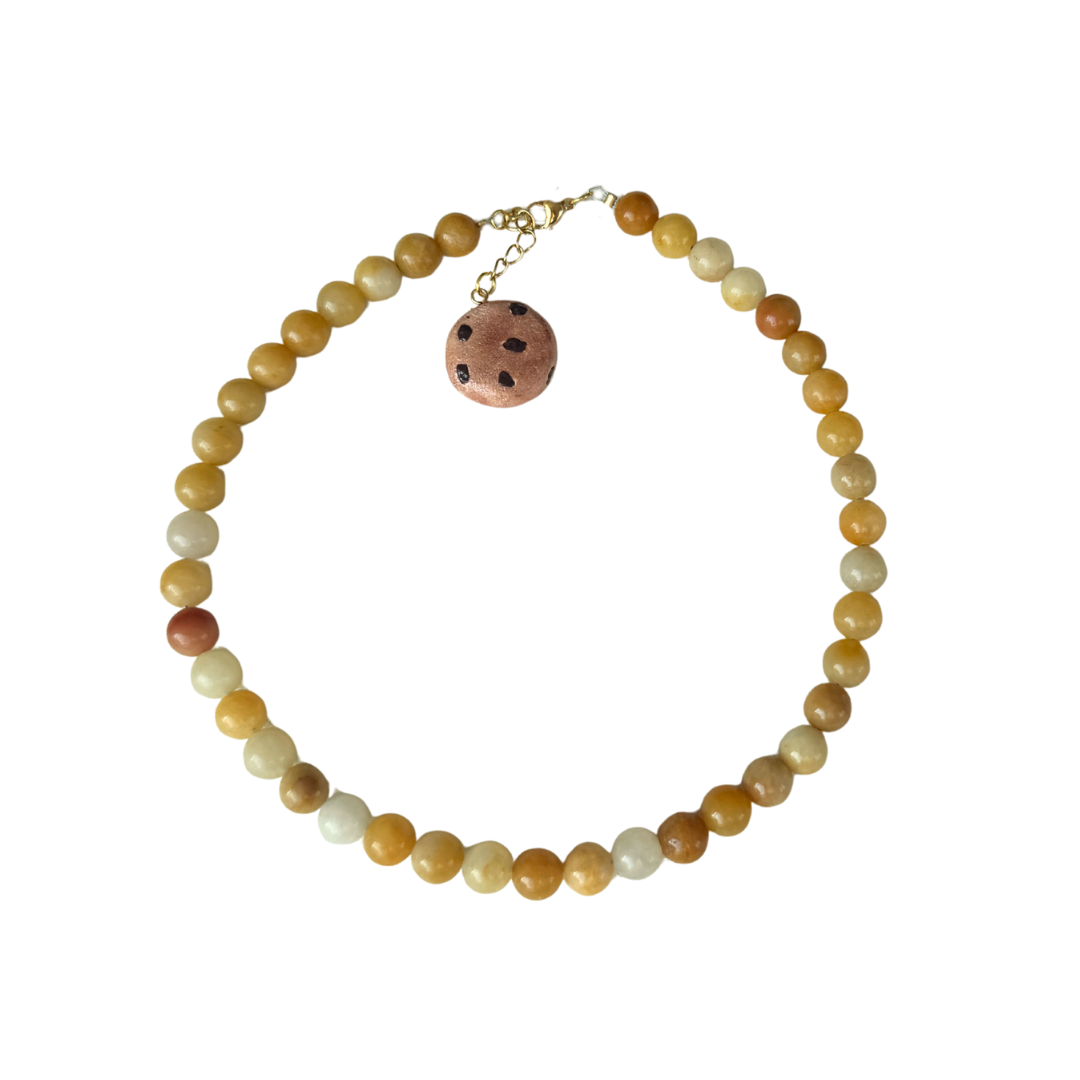 Yellow Jade Cookie Necklace