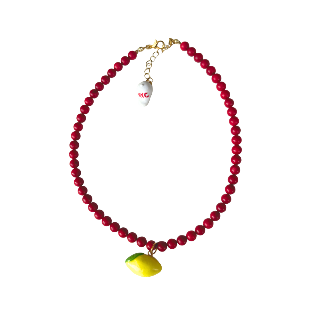 Sorrento Necklace β Red Coral & Lemon π