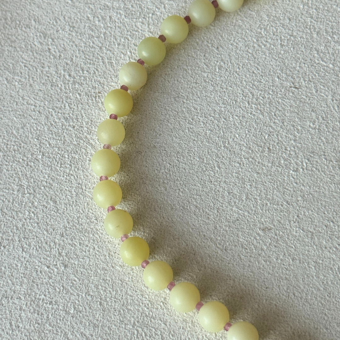 Limoncello Necklace – Olive Jade & Pink Tourmaline