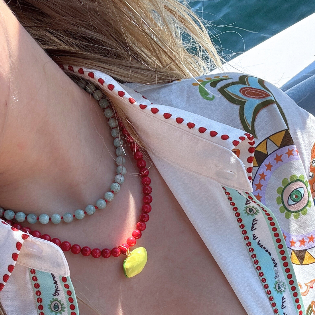 Sorrento Necklace β Red Coral & Lemon π