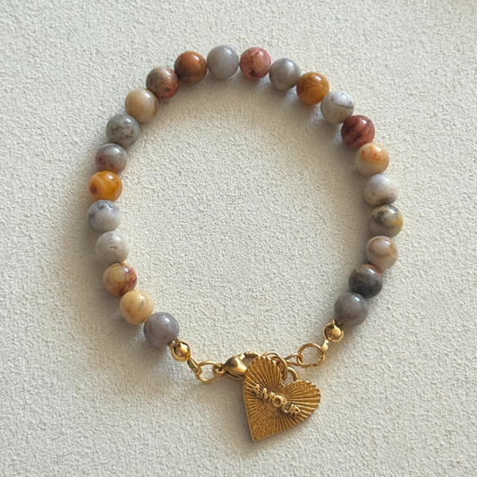 Terra Amour Bracelet – Agate & Heart Charm