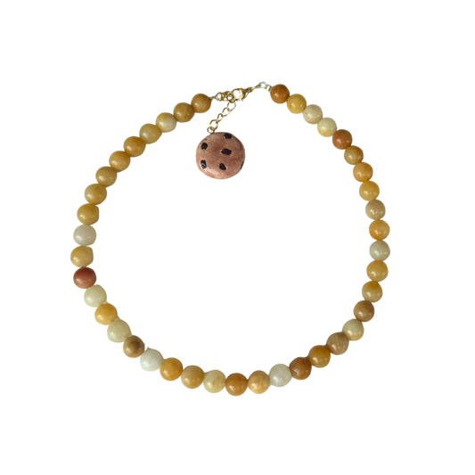 Yellow Jade Cookie Necklace