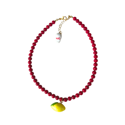 Sorrento Necklace – Red Coral & Lemon 🍋