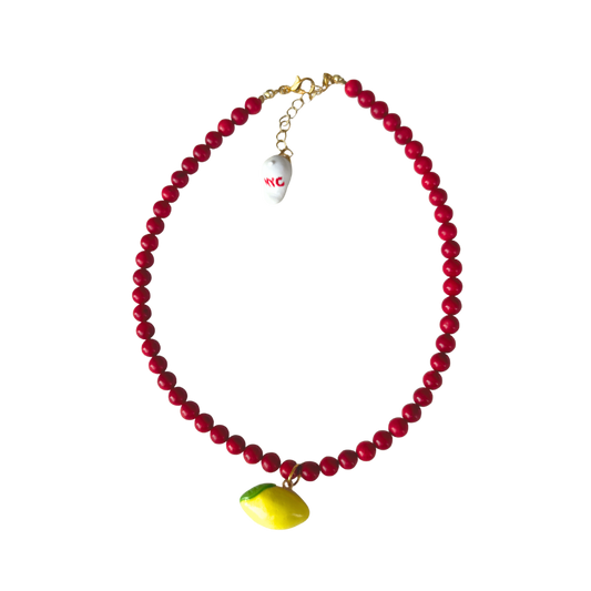 Sorrento Necklace – Red Coral & Lemon 🍋
