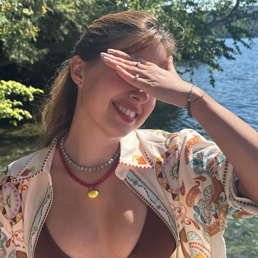Sorrento Necklace – Red Coral & Lemon 🍋
