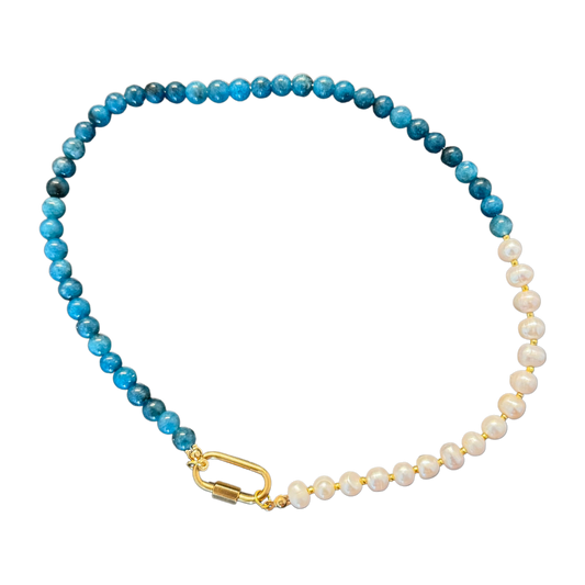 Mykonos - Blue Quartz & Freshwater Pearl Necklace